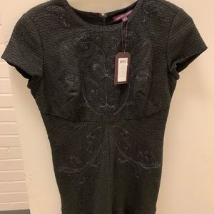 Marchesa Voyage Gunmetal Grey Tweed Dress